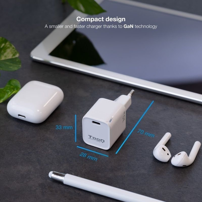 Cargador de Pared GaN TooQ TQWC-GANPD30WT/ 1xUSB Tipo-C/ 30W - изображение 3