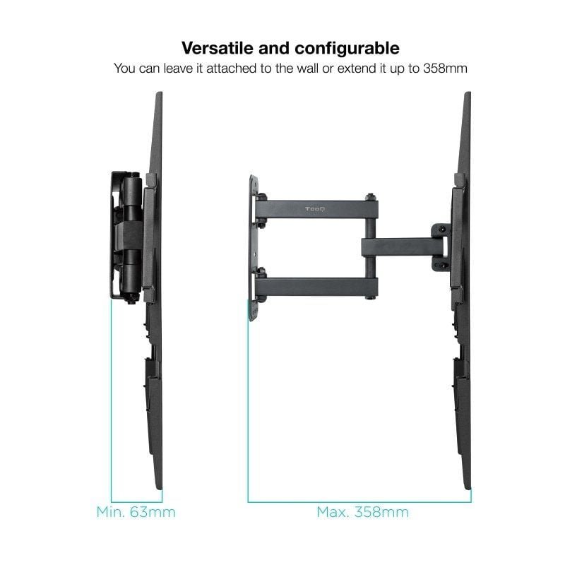 Soporte de Pared Giratorio/ Inclinable/ Nivelable TooQ LP7863TN-B para TV de 37-70"/ hasta 35kg - изображение 4