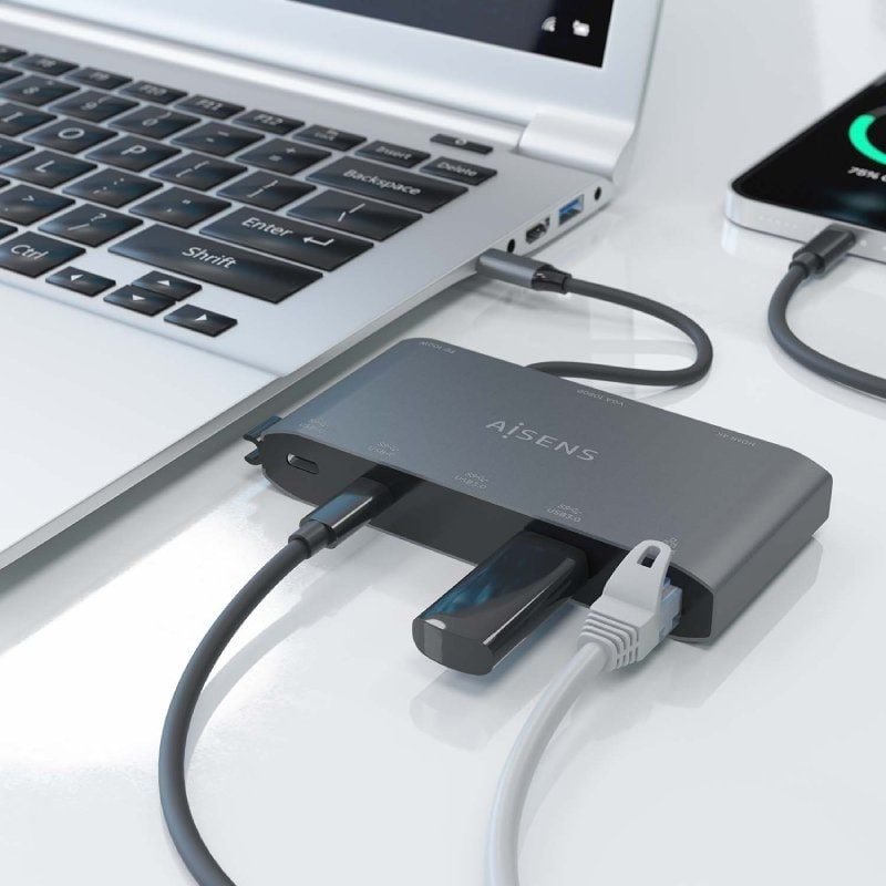 Docking USB Tipo-C Aisens ASUC-8P010-GR/ 1xHDMI/ 1xVGA/ 2xUSB/ 1xRJ45/ 2xUSB Tipo-C/ 1xUSB Tipo-C PD/ Gris - изображение 5