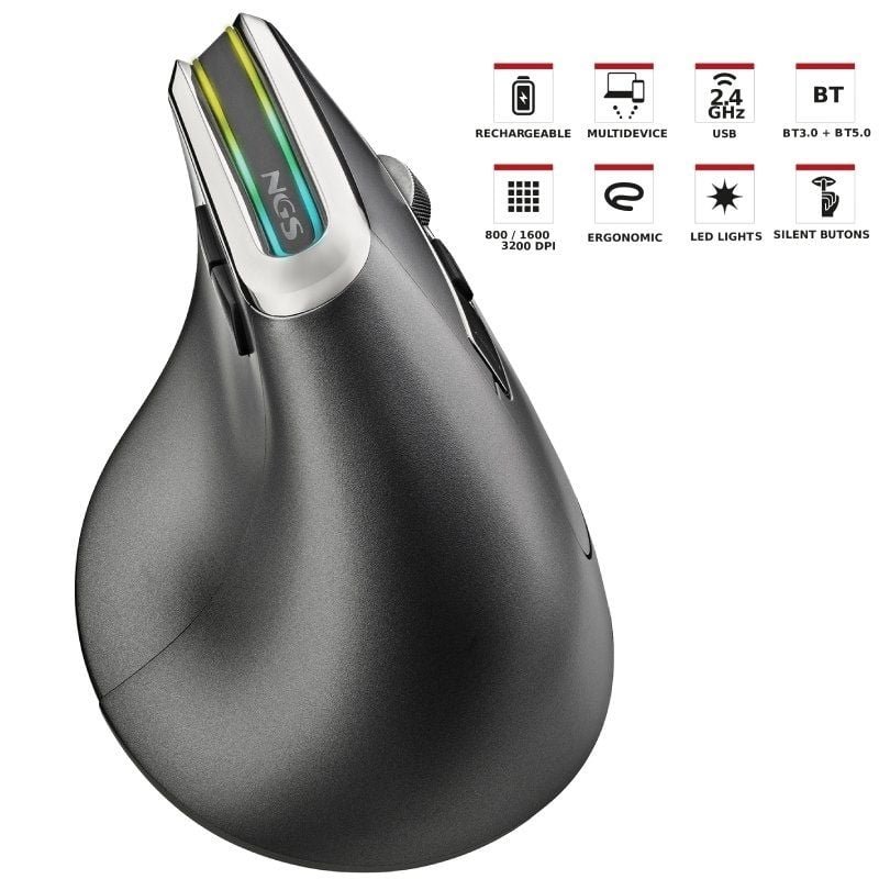 Ratón Vertical Inalámbrico por Bluetooth NGS Evo Karma/ Batería recargable/ Hasta 3200 DPI - изображение 2