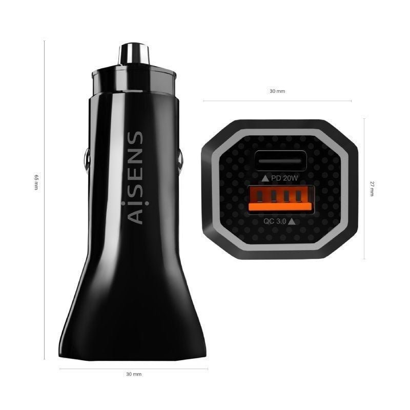 Cargador de Coche Aisens ASCH-CAR2PQC-BK/ 1xUSB-Tipo C/ 1xUSB/ 38W - изображение 3