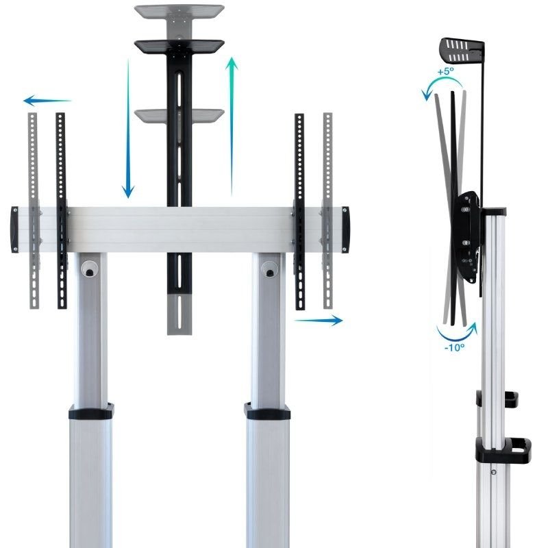 Soporte de Suelo Inclinable/ Ajustable con Ruedas TooQ FS20300M-B para TV de 60-100"/ hasta 100kg - изображение 3