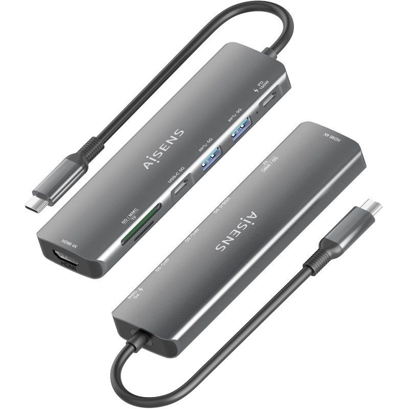 Docking USB Tipo-C Aisens ASUC-7P026-GR/ 1xHDMI/ 2xUSB/ 1xUSB Tipo-C / 1xUSB Tipo-C PD/ 1xLector Tarjetas/ Gris - изображение 3
