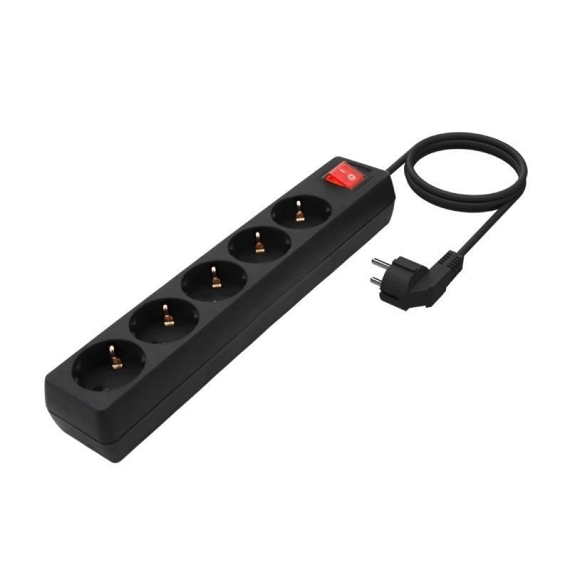 Regleta con Interruptor Aisens A154-0652/ 5 Tomas de Corriente/ Cable 1.4m/ Negro - изображение 2