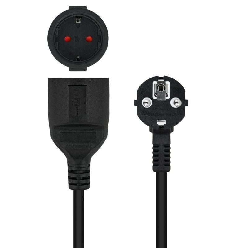 Cable Alargador de Corriente Nanocable 10.22.0602-BK/ Schuko Hembra - Schuko Macho/ 2m/ Negro - изображение 3