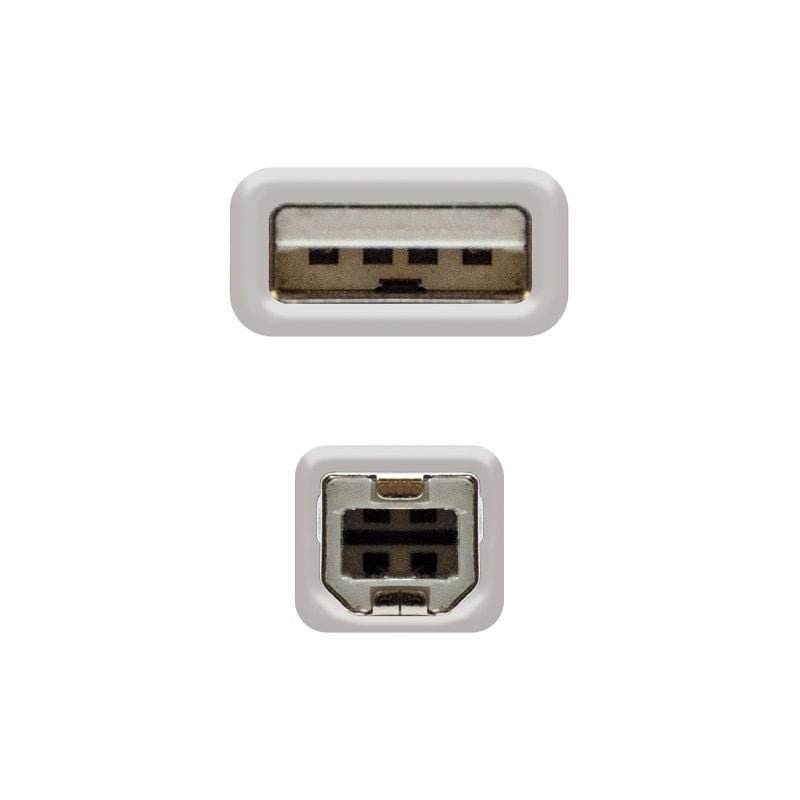 Cable USB 2.0 Impresora Nanocable 10.01.0102/ USB Tipo-B Macho - USB Macho/ 1m/ Beige - изображение 2