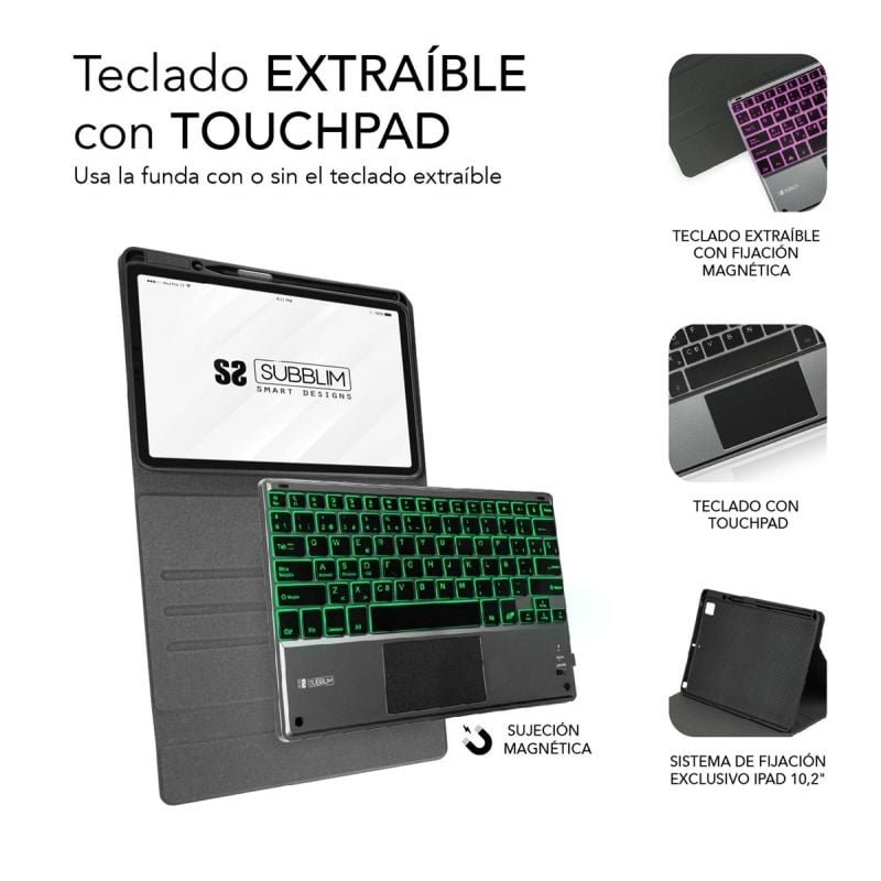 Funda con Teclado Subblim Keytab Pro Bluetooth Touchpad para Tablets Apple iPad Pro de 11" 2020/ Negra - изображение 3