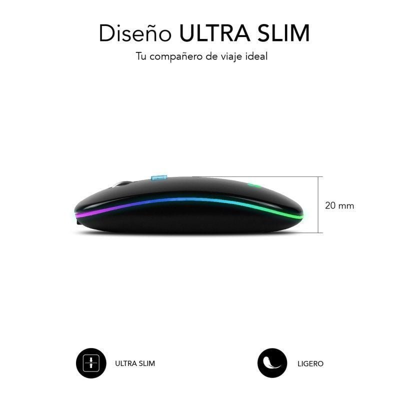 Ratón Inalámbrico por Bluetooth Subblim LED Dual Flat/ Batería recargable/ Hasta 1600 DPI - изображение 4