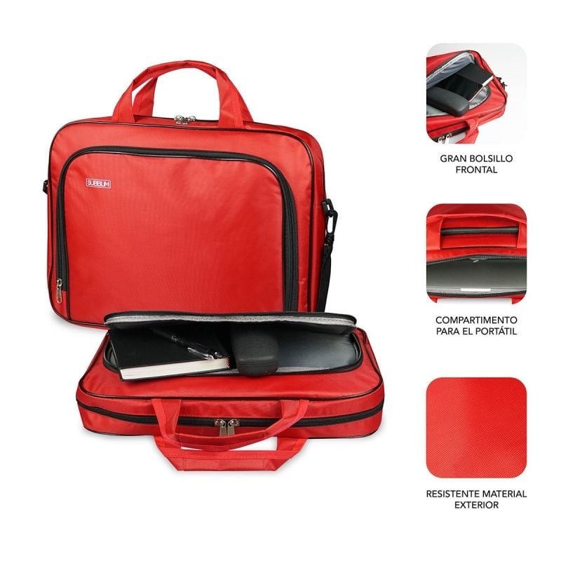 Maletín Subblim Oxford para Portátiles hasta 16"/ Rojo - изображение 2