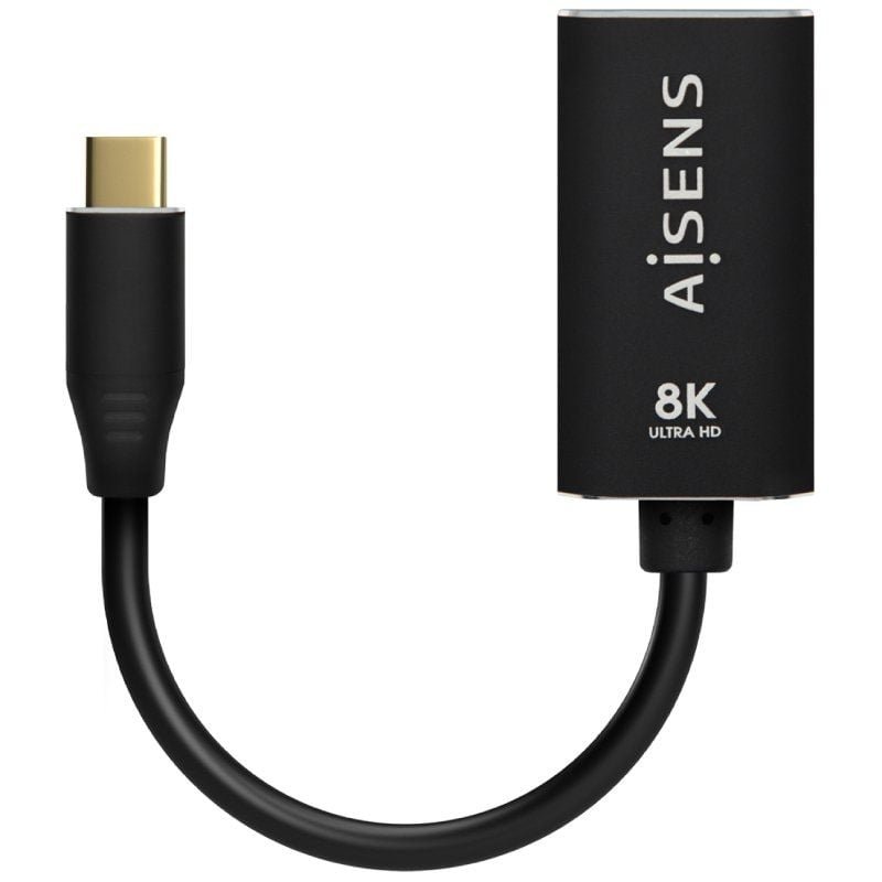 Conversor Aisens A109-0690/ USB Tipo-C Macho - DisplayPort Hembra/ Hasta 27W/ 1250Mbps/ 15cm/ Negro - изображение 2