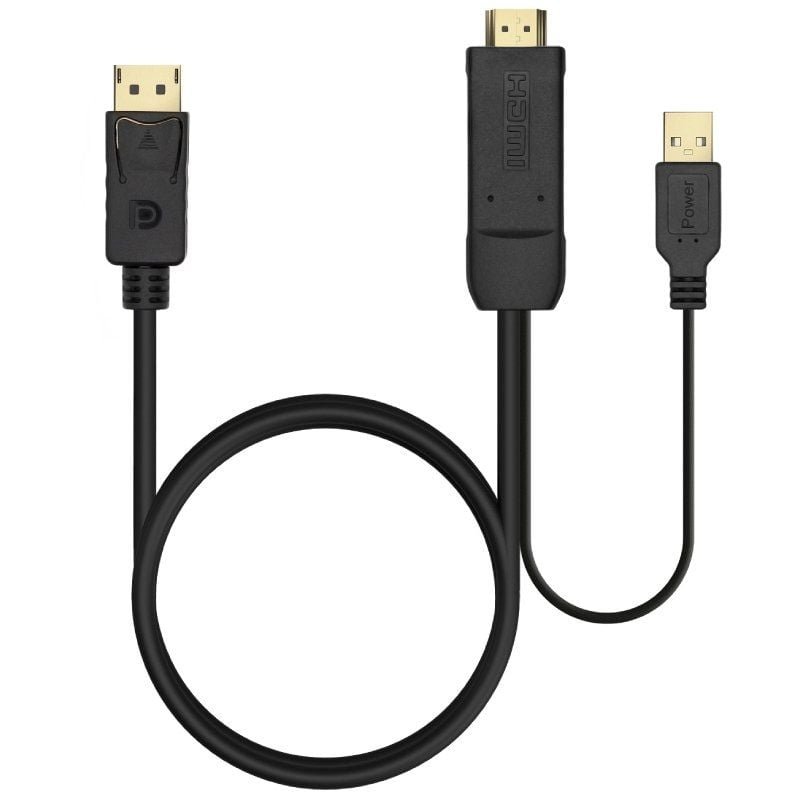Cable Conversor Aisens A122-0641/ HDMI Macho - DisplayPort Macho + USB Macho/ Hasta 10W/ 2250Mbps/ 10cm + 1.8m/ Negro - изображение 3