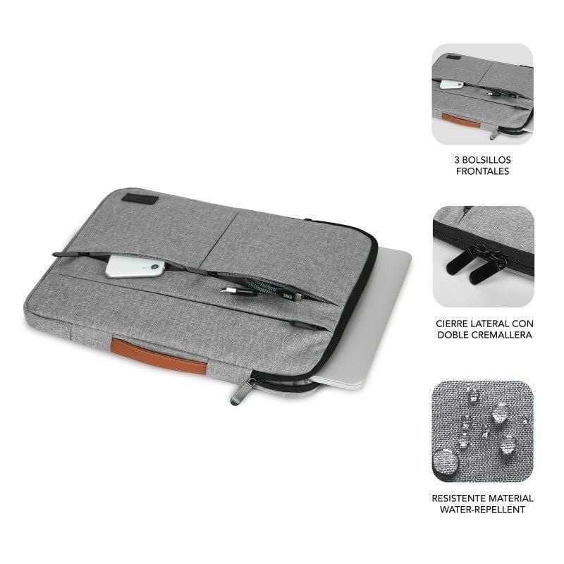 Funda Subblim Air Padding 360 Sleeve para Portátiles hasta 14"/ Gris Claro - изображение 2