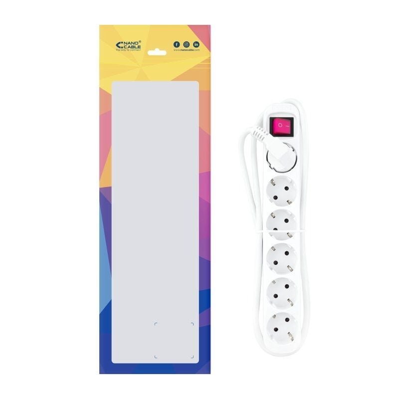 Regleta con Interruptor Nanocable 10.37.0006/ 6 Tomas de Corriente/ Cable 1.4m/ Blanca - изображение 4