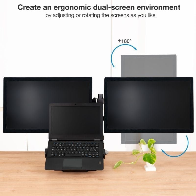 Soporte de Mesa para 2 Monitores y 1 Portátil TooQ DB1202TN-B/ Giratorio/ Inclinable/ hasta 9kg - изображение 2