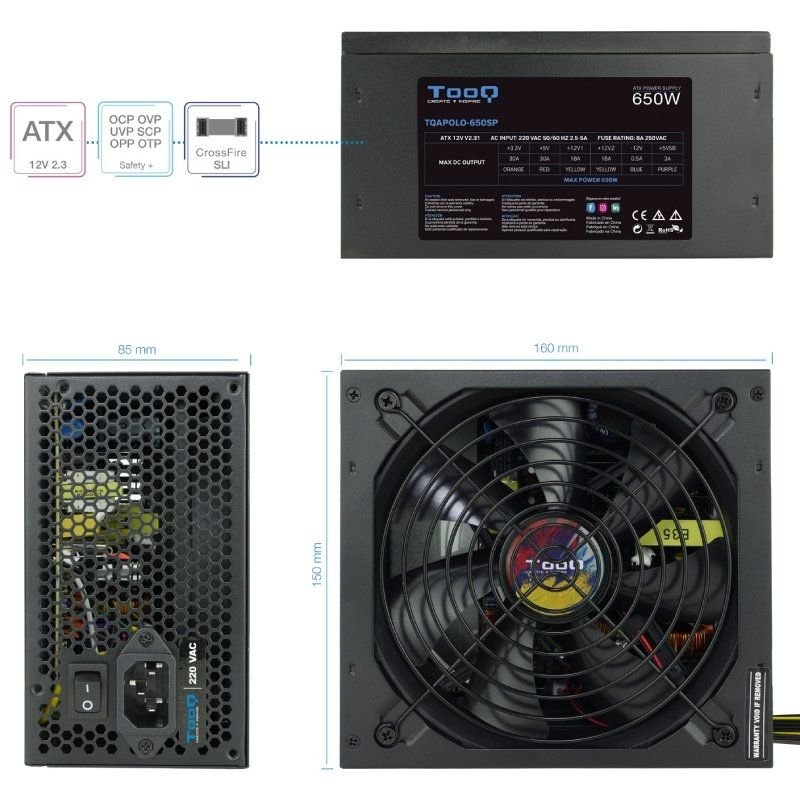 Fuente de Alimentación TooQ TQAPOLO-650SP/ 650W/ Ventilador 14cm - изображение 3
