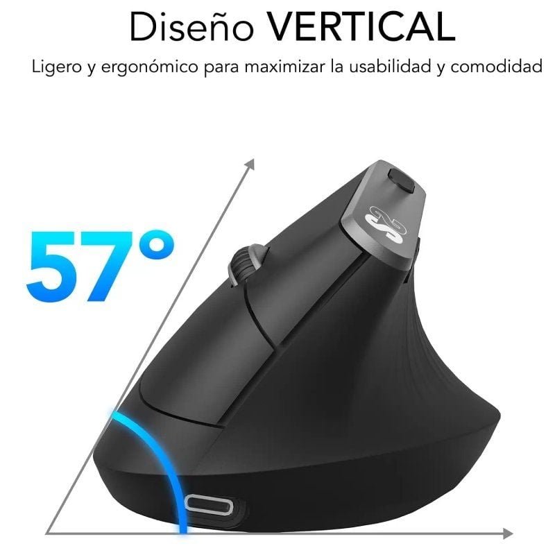 Ratón Ergonómico Inalámbrico por Bluetooth/ 2.4GHz Subblim Nature Vertical Ergo Dual Battery/ Batería Recargable/ Hasta 4000 DPI/ Negro - изображение 3