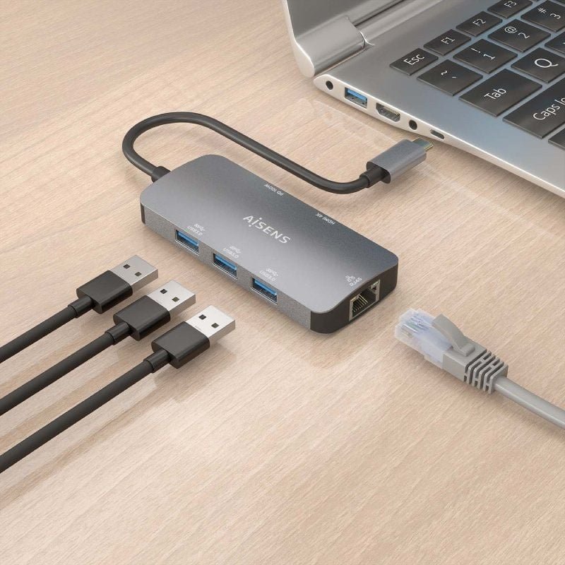 Docking USB Tipo-C Aisens ASUC-6P019-GR/ 1xHDMI/ 3xUSB/ 1xRJ45/ 1xUSB Tipo-C PD/ Gris - изображение 4