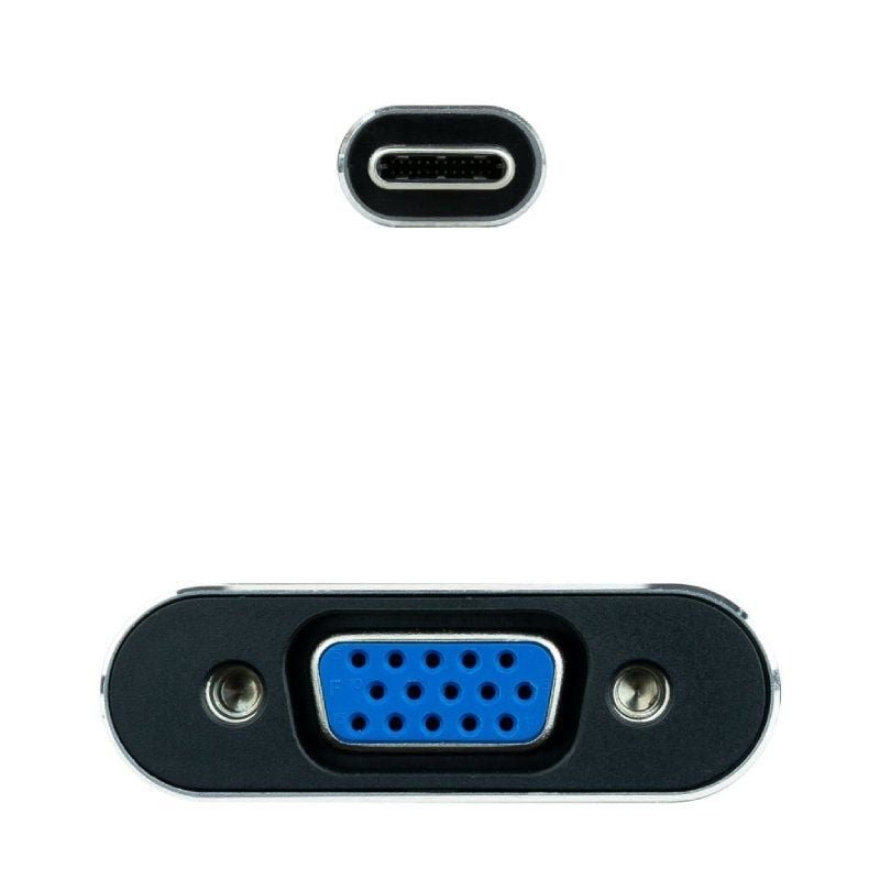 Conversor Nanocable 10.16.4101-G/ USB Tipo-C Macho - VGA Hembra/ 10cm/ Negro y Gris - изображение 2
