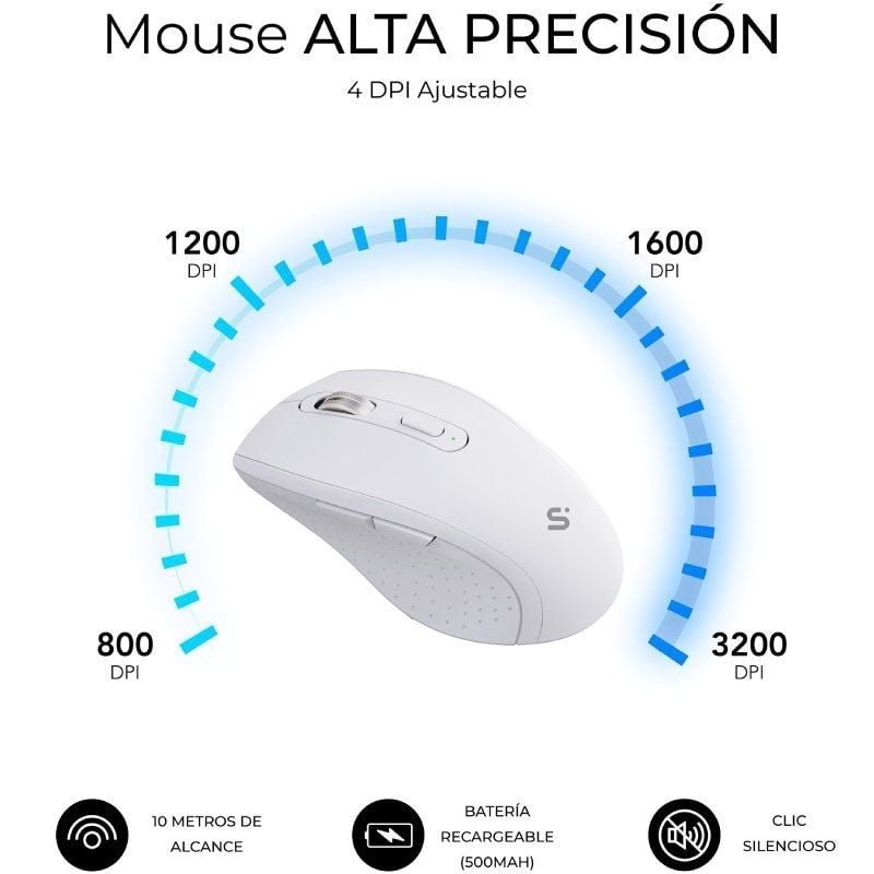 Teclado y Ratón Inalámbrico Subblim Combo Dual Office Prowave/ Blanco - изображение 4