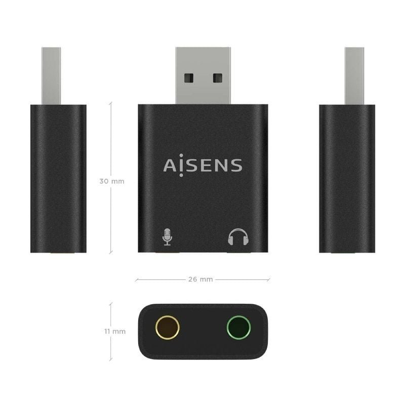 Tarjeta de Sonido Aisens A106-0768/ USB Macho - 2x Jack 3.5 Hembra - изображение 3