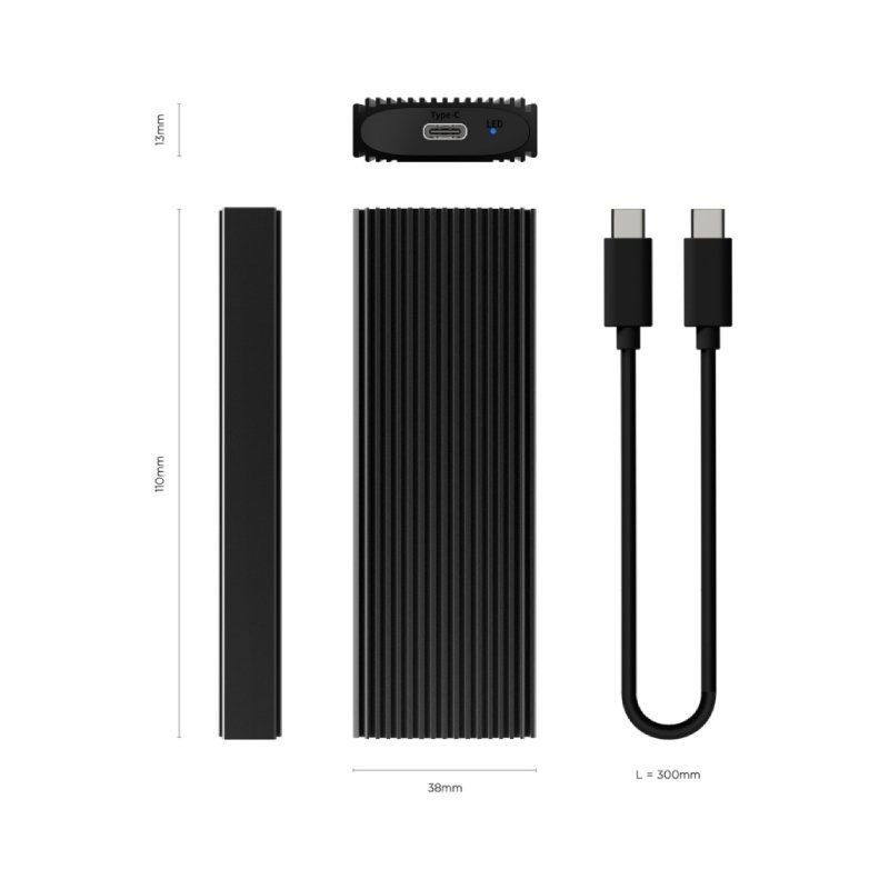 Caja Externa para Disco SSD M.2 NVMe Aisens ASM2-022B/ USB 3.2/ Sin tornillos - изображение 3