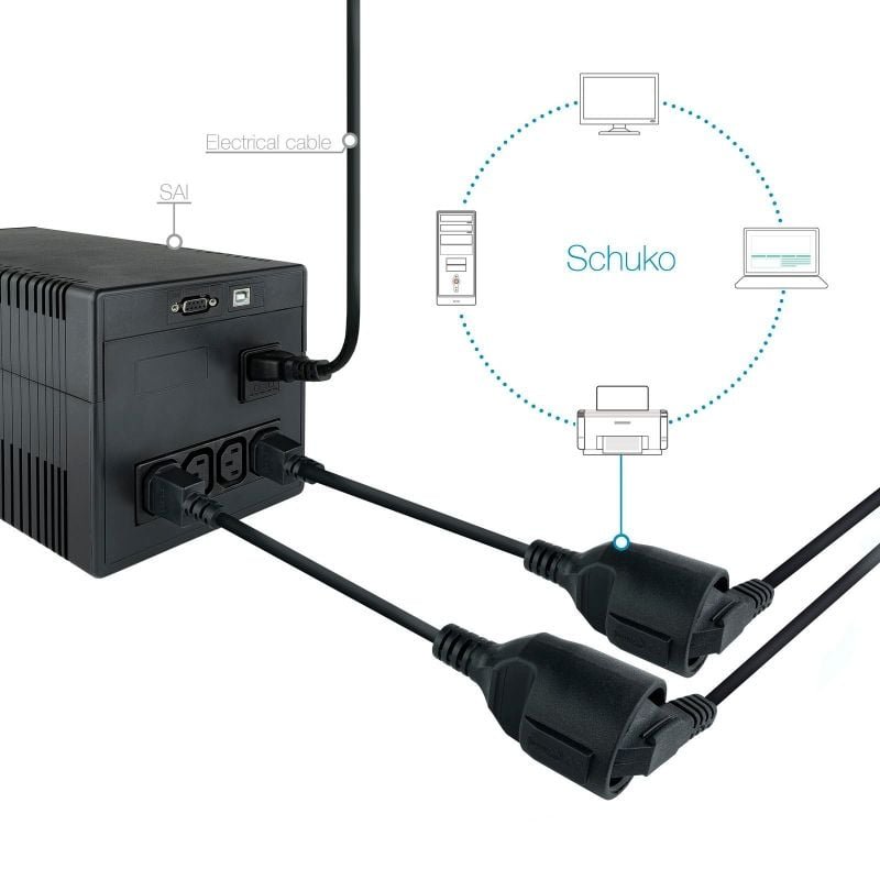Adaptador Alimentación Nanocable 10.22.0901/ C14 Macho - CEE7 Hembra/ 25cm/ Negro - изображение 2