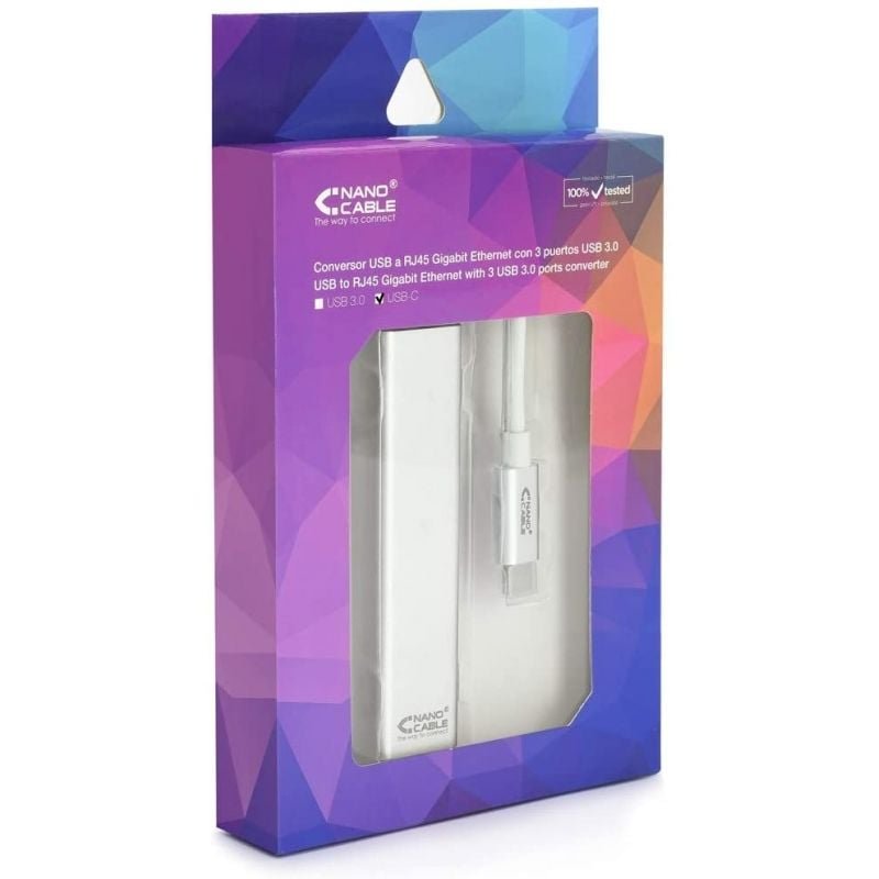 Hub USB Tipo-C Nanocable 10.03.0404/ 3xUSB/ 1xRJ45/ Gris - изображение 3