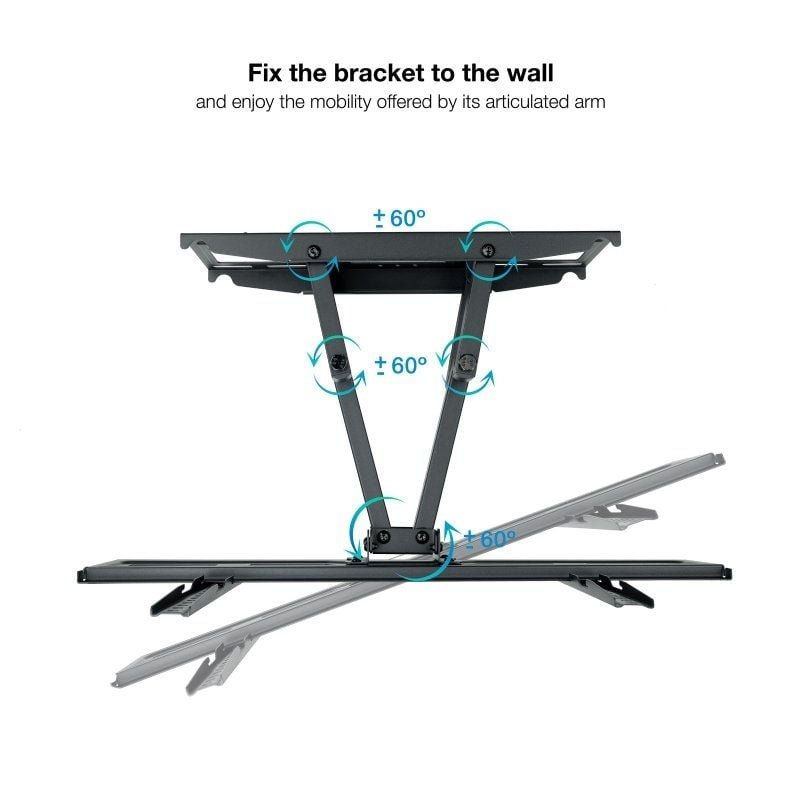Soporte de Pared Giratorio/ Inclinable/ Nivelable TooQ LP7866TN-B para TV de 37-80"/ hasta 40kg - изображение 3