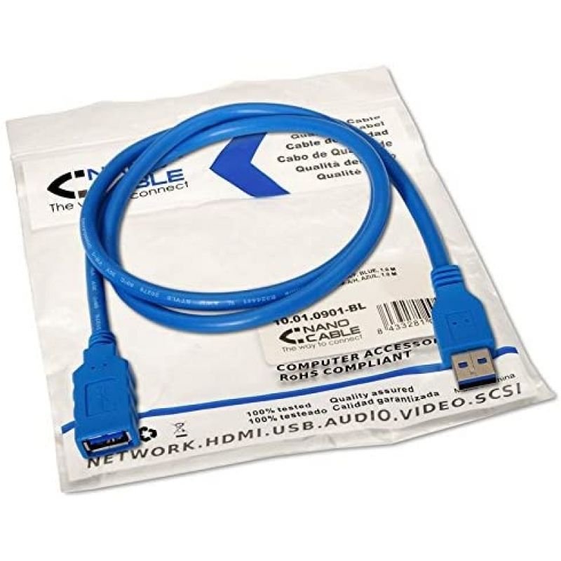 Cable Alargador USB 3.0 Nanocable 10.01.0902-BL/ USB Macho - USB Hembra/ 2m/ Azul - изображение 5