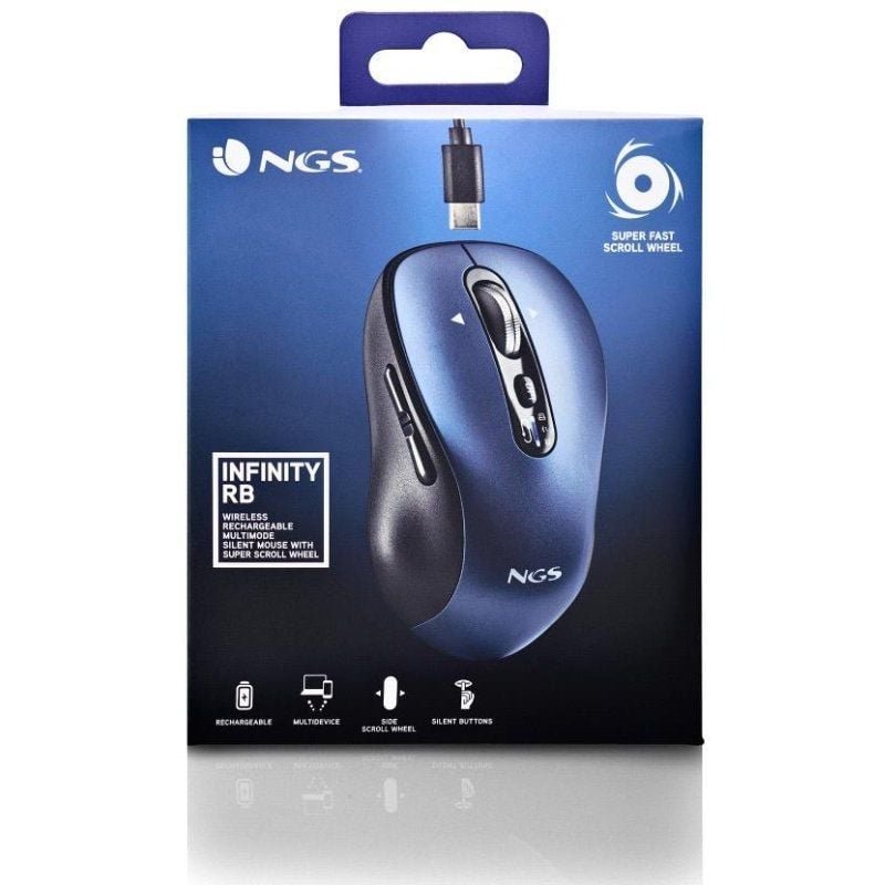 Ratón Inalámbrico por Bluetooth NGS Infinity-RB/ Batería recargable/ Hasta 3200 DPI/ Azul - изображение 5