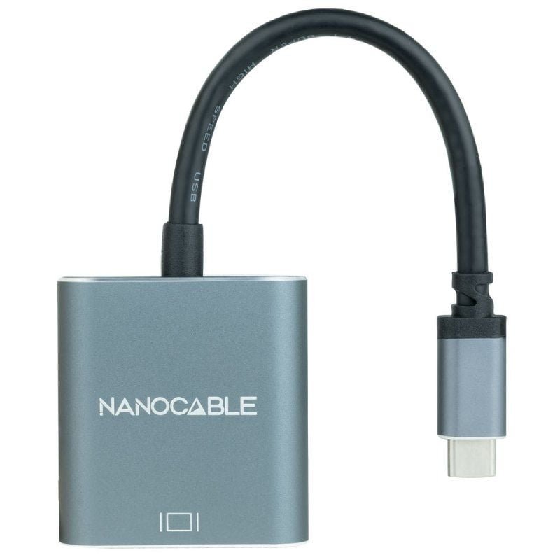 Conversor Nanocable 10.16.4101-G/ USB Tipo-C Macho - VGA Hembra/ 10cm/ Negro y Gris - изображение 3