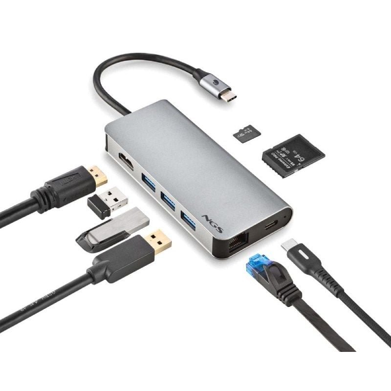Docking USB Tipo-C NGS WonderDock8/ 3xUSB/ 1xUSB Tipo-C DP/ 1xHDMI/ 1xRJ45/ 1xLector Tarjetas SD - изображение 2