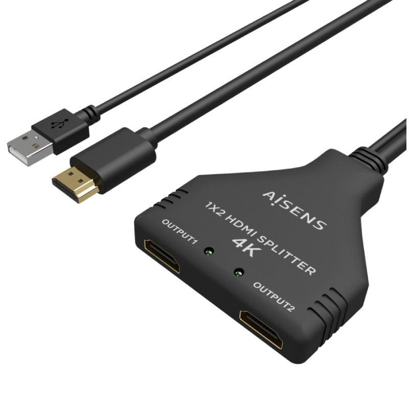 Cable Duplicador HDMI 4K Aisens A123-0654/ 2x HDMI Hembra - HDMI Macho - USB Macho/ 30cm/ Negro - изображение 2