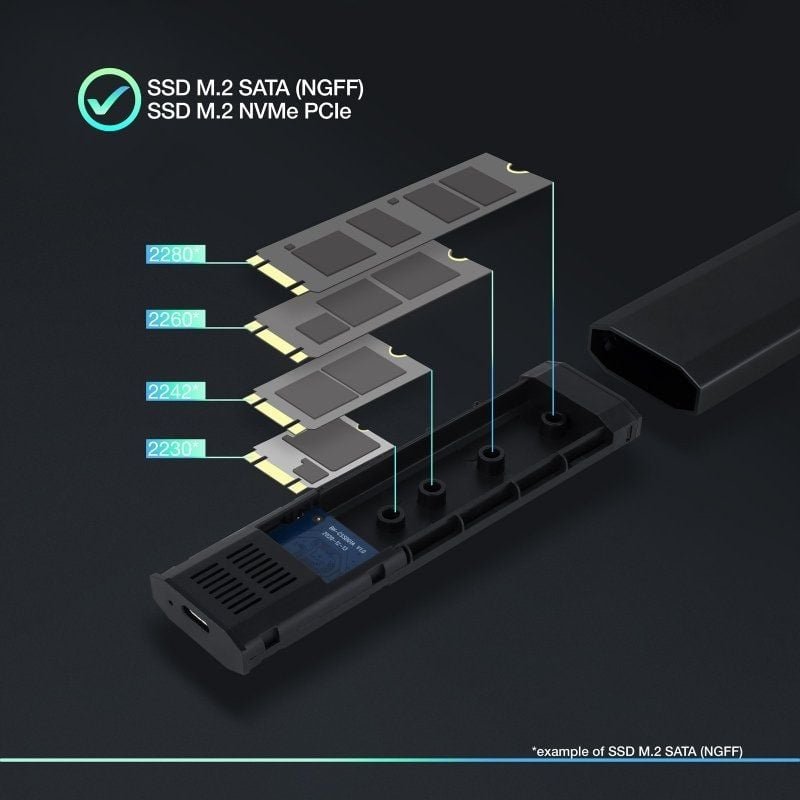 Caja Externa para Disco SSD M.2 NVMe TooQ TQE-2223B/ USB 3.2/ Sin tornillos - изображение 3