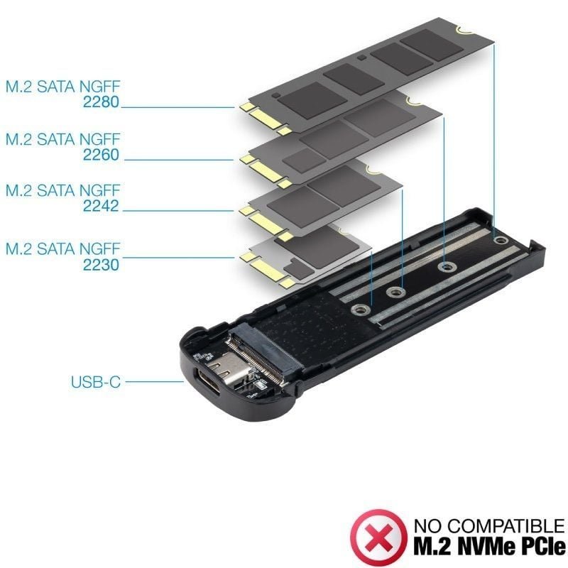 Caja Externa para Disco SSD M.2 TooQ TQE-2202BR/ USB 3.1 Gen2/ Sin tornillos - изображение 4