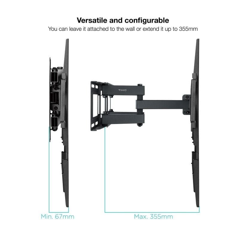 Soporte de Pared Giratorio/ Inclinable/ Nivelable TooQ LP7866TN-B para TV de 37-80"/ hasta 40kg - изображение 4