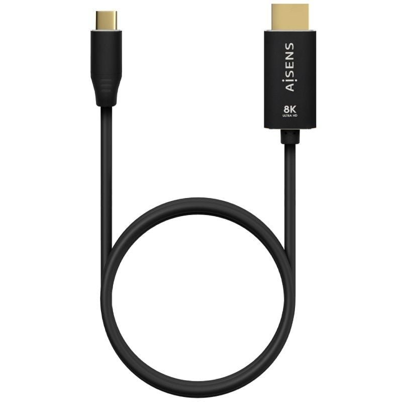 Cable Conversor Aisens A109-0712/ USB Tipo-C Macho - HDMI 8K Macho/ Hasta 27W/ 6000Mbps/ 2m/ Negro - изображение 3