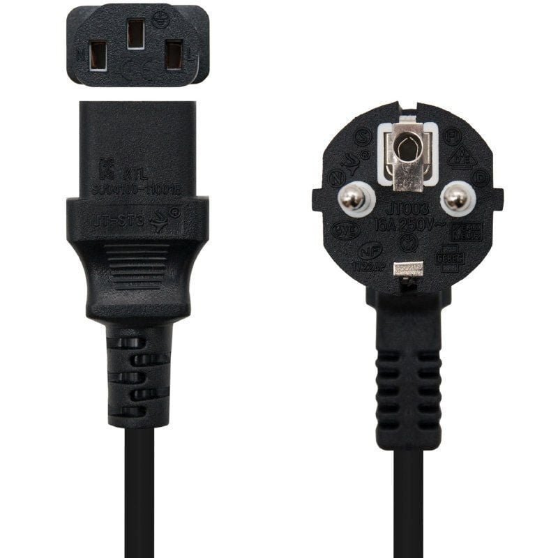 Cable Alimentación CPU Nanocable 10.22.0102-L2/ CEE7 Macho - C13 Hembra/ 2m/ Negro - изображение 2