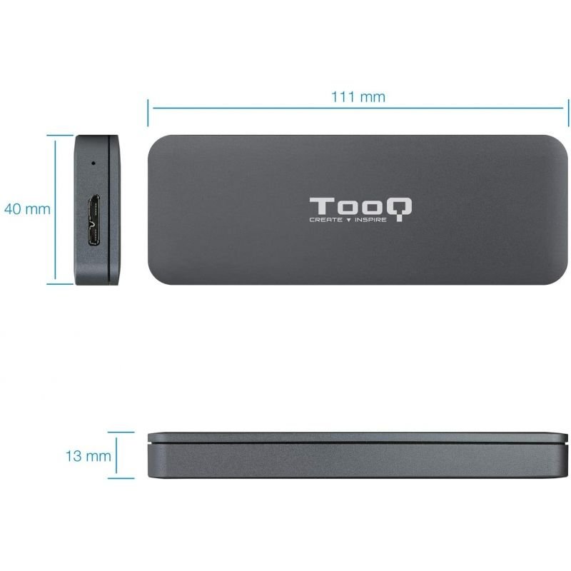Caja Externa para Disco SSD M.2 SATA TooQ TQE-2281G/ USB 3.0/ Sin tornillos - изображение 2