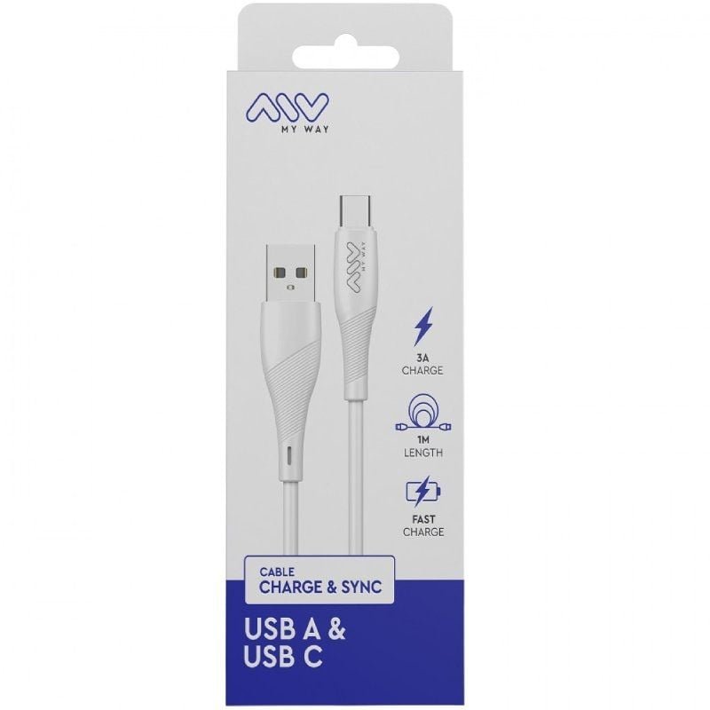 Cable USB 2.0 Tipo-C Myway MWUSC0019/ USB Macho - USB Tipo-C Macho/ 1m/ Blanco - изображение 3