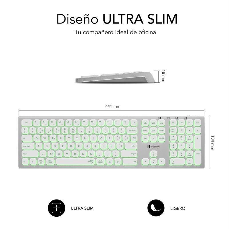 Teclado Inalámbrico Subblim Master/ Plata y Blanco - изображение 4