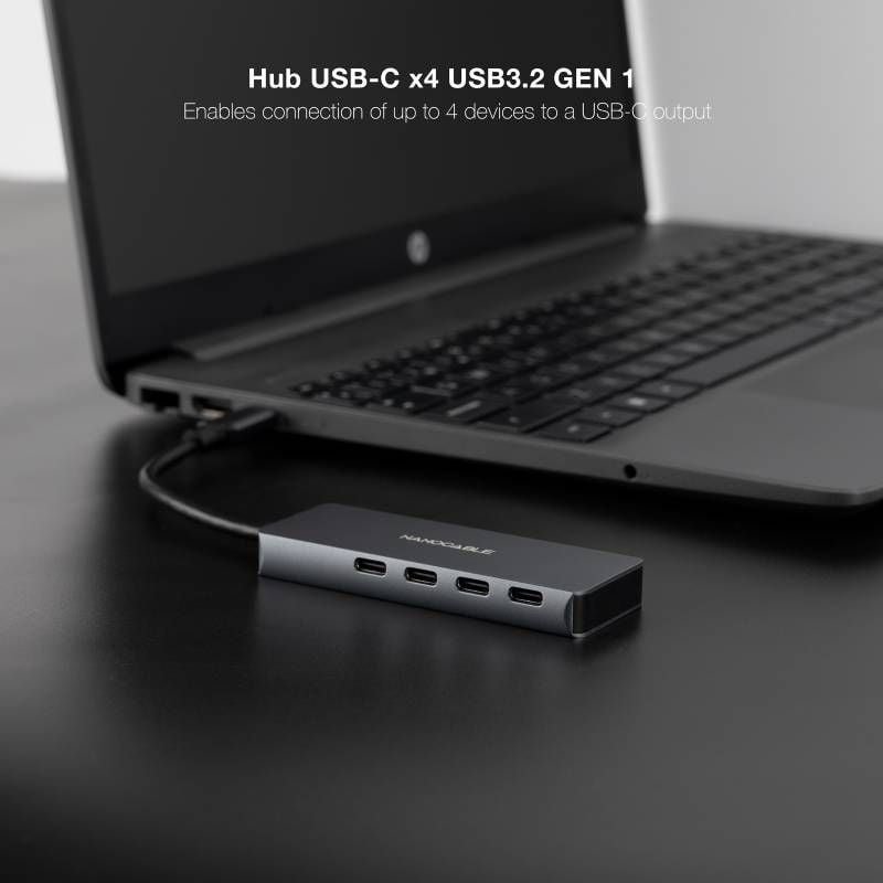 Hub USB Tipo-C Nanocable 10.16.4504/ 4xUSB Tipo-C/ Gris - изображение 3