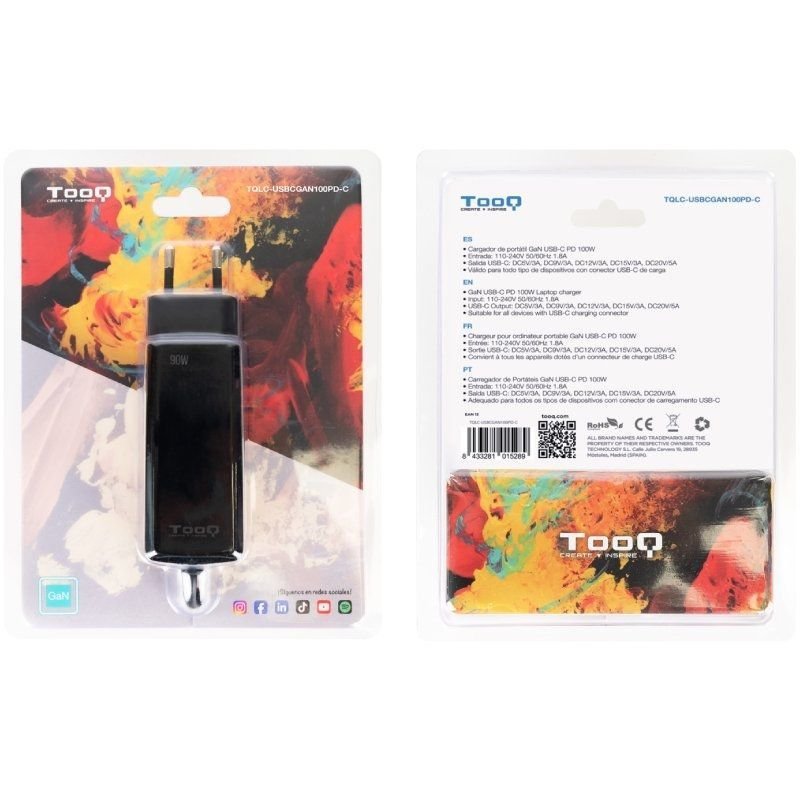 Cargador de Portátil GaN TooQ TQLC-USBCGAN100PD-C USB Tipo-C/ 100W/ Automático/ Voltaje 5-20V - изображение 4