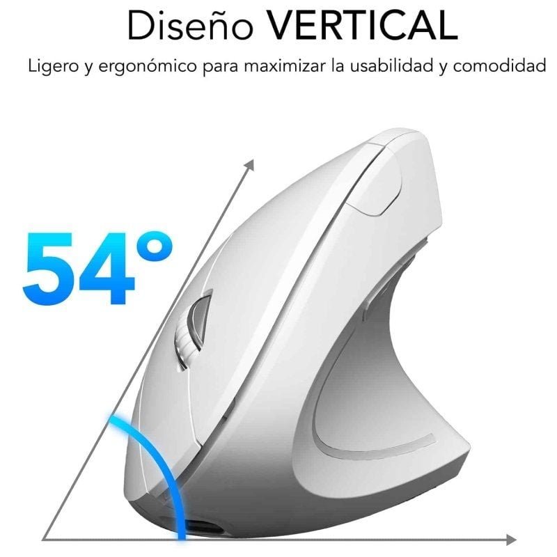 Ratón Vertical Inalámbrico por Bluetooth/ 2.4GHz Subblim Glide Vertical Ergo Dual Battery/ Batería Recargable/ Hasta 1600 DPI/ Blanco - изображение 3