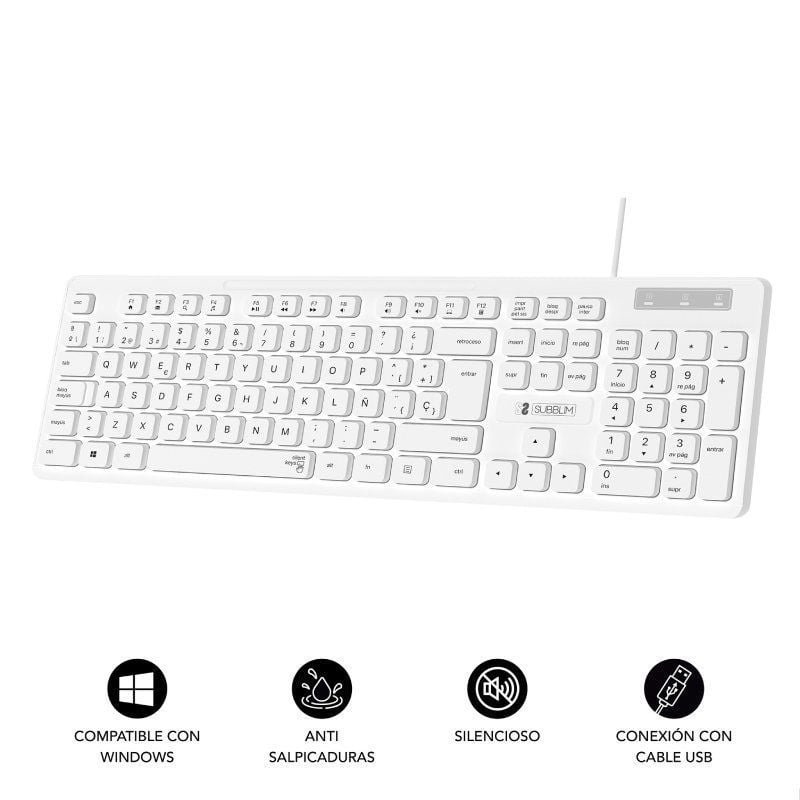 Teclado Subblim Business Slim Silencioso/ Blanco - изображение 4