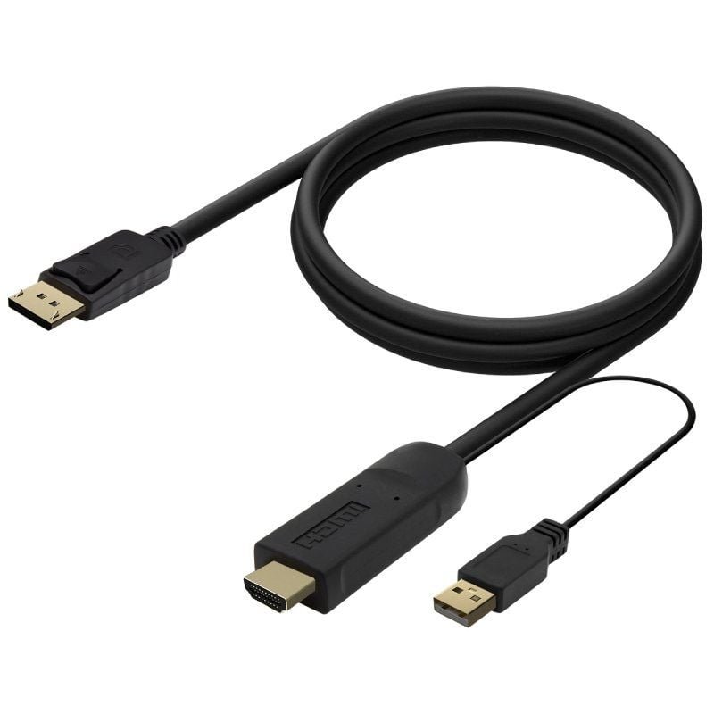 Cable Conversor Aisens A122-0641/ HDMI Macho - DisplayPort Macho + USB Macho/ Hasta 10W/ 2250Mbps/ 10cm + 1.8m/ Negro - изображение 2
