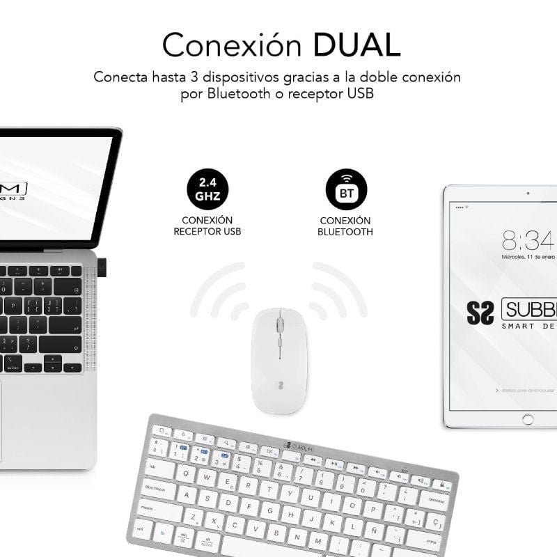 Teclado y Ratón Inalámbrico Subblim OCO010 Combo Multidispositivo Compacto/ Plata - изображение 2