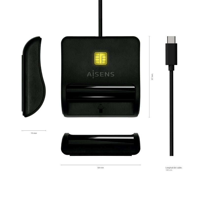 Lector de DNI USB Tipo-C Aisens ASCR-SN03C-BK/ Negro - изображение 5
