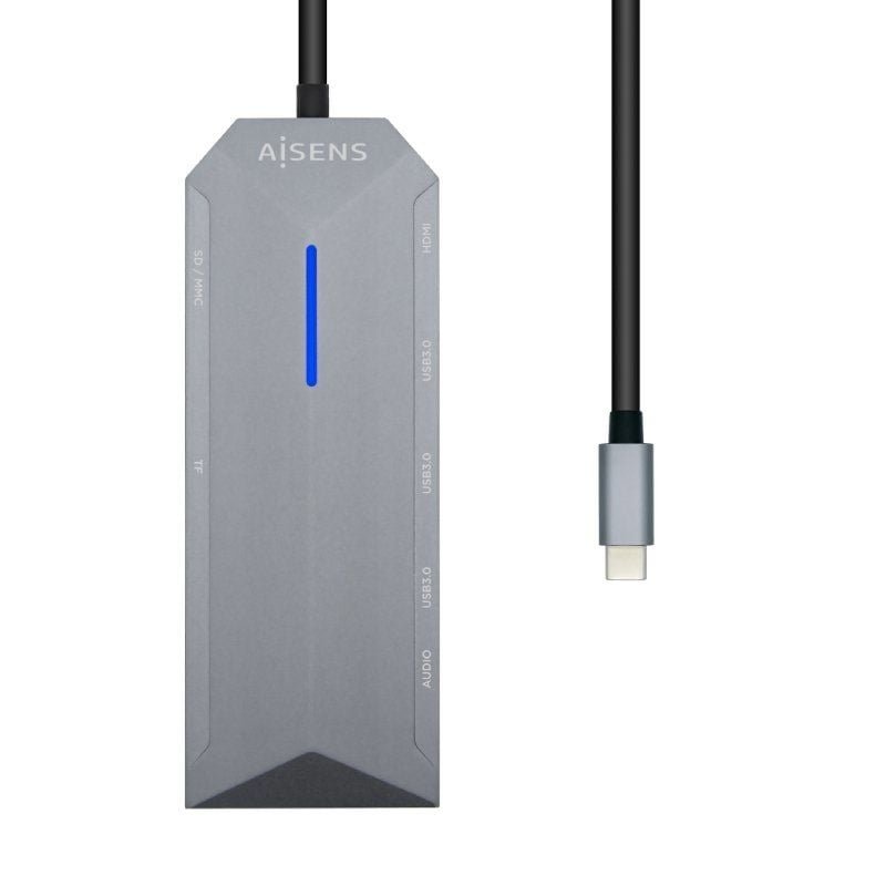Docking USB Tipo-C Aisens ASUC-9P001-GR/ 1xHDMI/ 3xUSB/ 1xRJ45/ 1xAudio/ 1xLector Tarjetas / 1xUSB Tipo-C PD/ Gris - изображение 2
