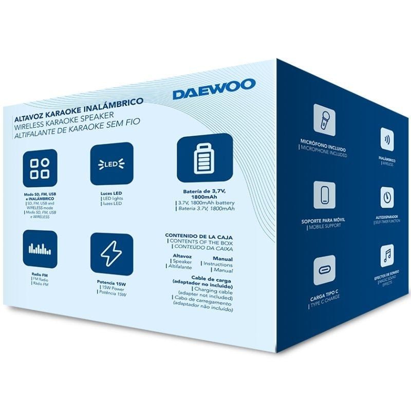 Altavoz con Bluetooth Daewoo Karaoke DW3008/ 15W/ 1.0 - изображение 4